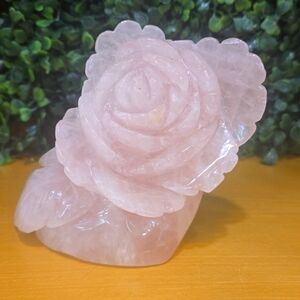 Rose Quartz Rose Carving
